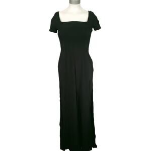 CAPULET Nina slit leg smocked textured short sleeve black jumpsuit Size XS